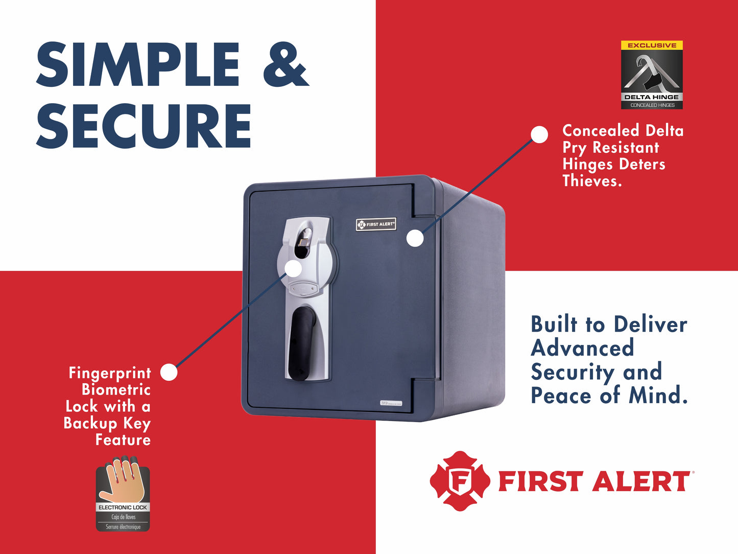 2087LBF .92 CU’ Waterproof 1 Hour Fire Safe W/ Biometric Fingerprint Lock