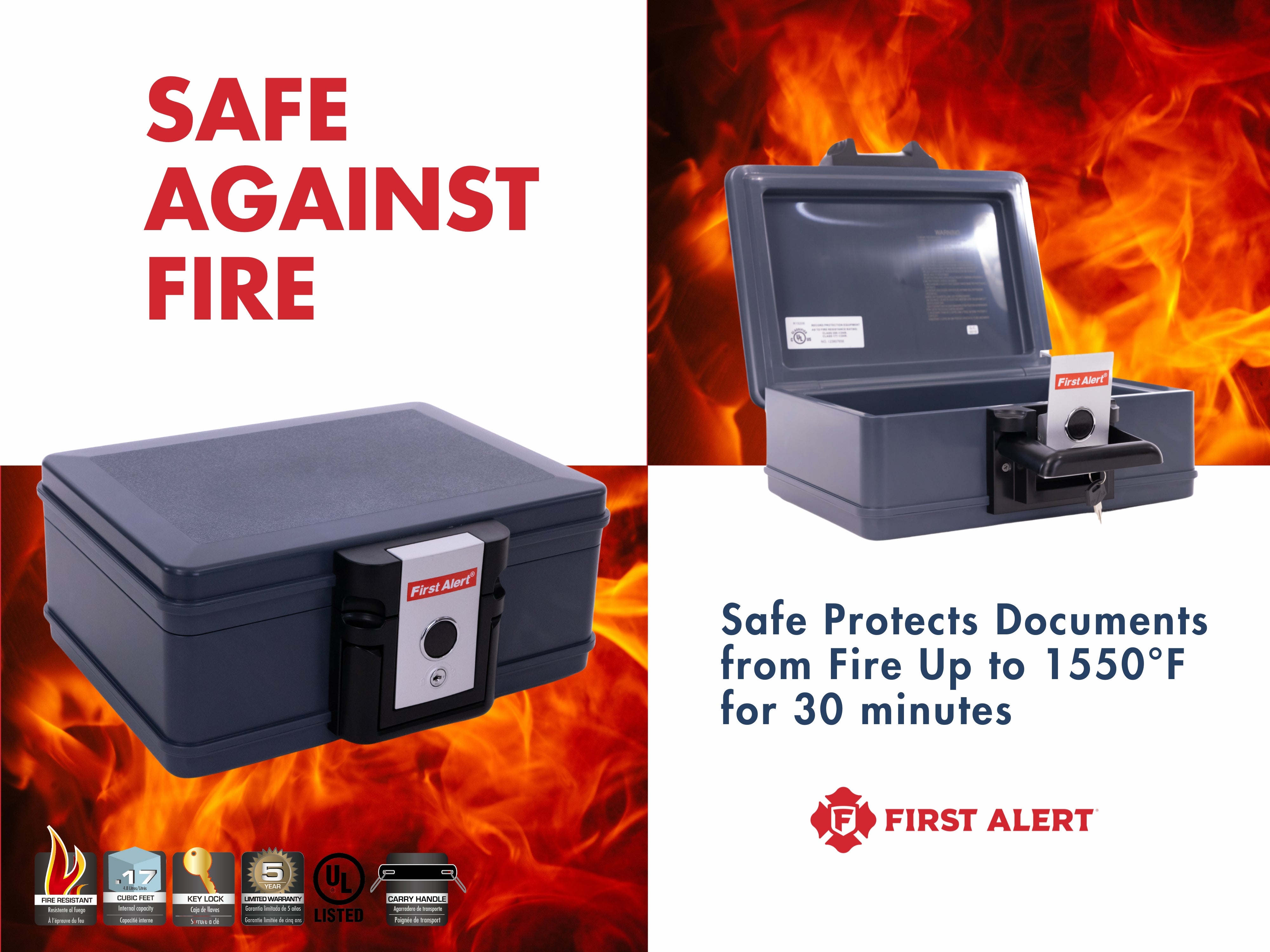 First Alert Fireproof and Waterproof Security Safe, .17 CU FT, 30