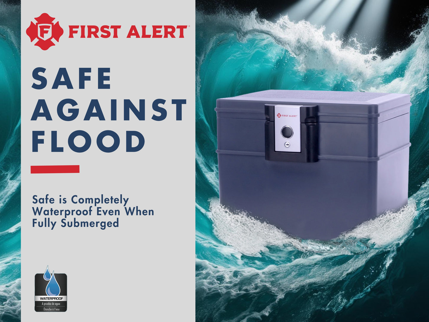 2037F UL-72 Fire Rated 30 minutes at 1550°F/843°C; Single latch design with push button and key lock; Waterproof; Fits hanging files