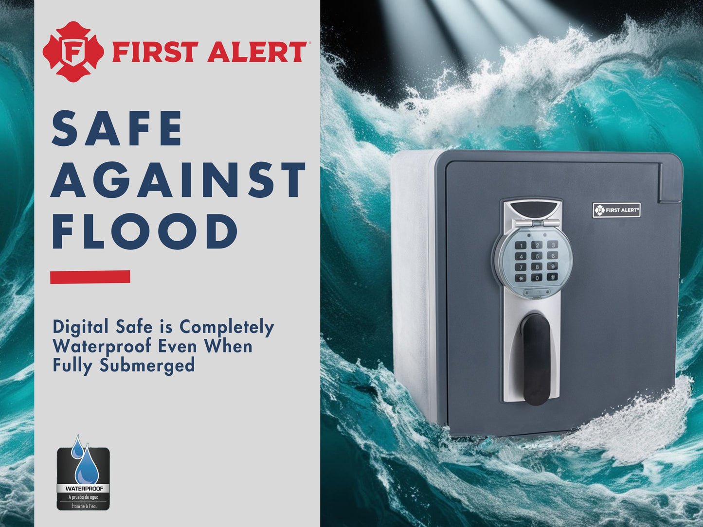 2096DF - 2.1 CU' UL Fire Rated 60 minutes at 1700°F/927°C; Waterproof; Digital lock; pry-resistant hinges;