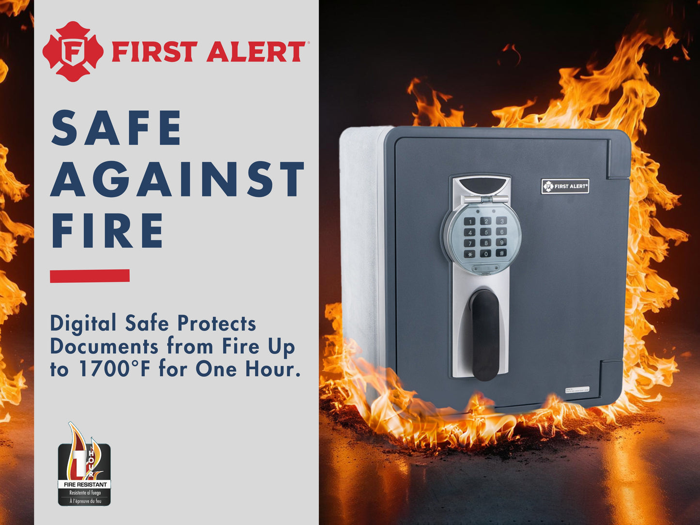 2096DF - 2.1 CU' UL Fire Rated 60 minutes at 1700°F/927°C; Waterproof; Digital lock; pry-resistant hinges;