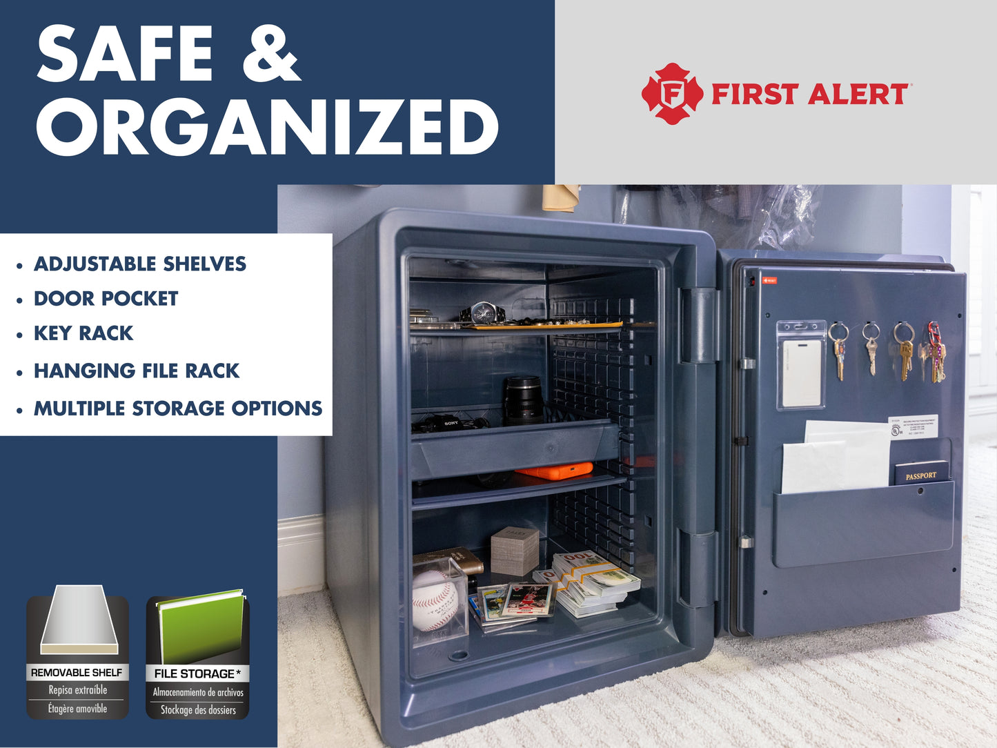 2096LBF 2.1 CU’ Waterproof 1 Hour Fire Safe W/ Biometric Fingerprint lock