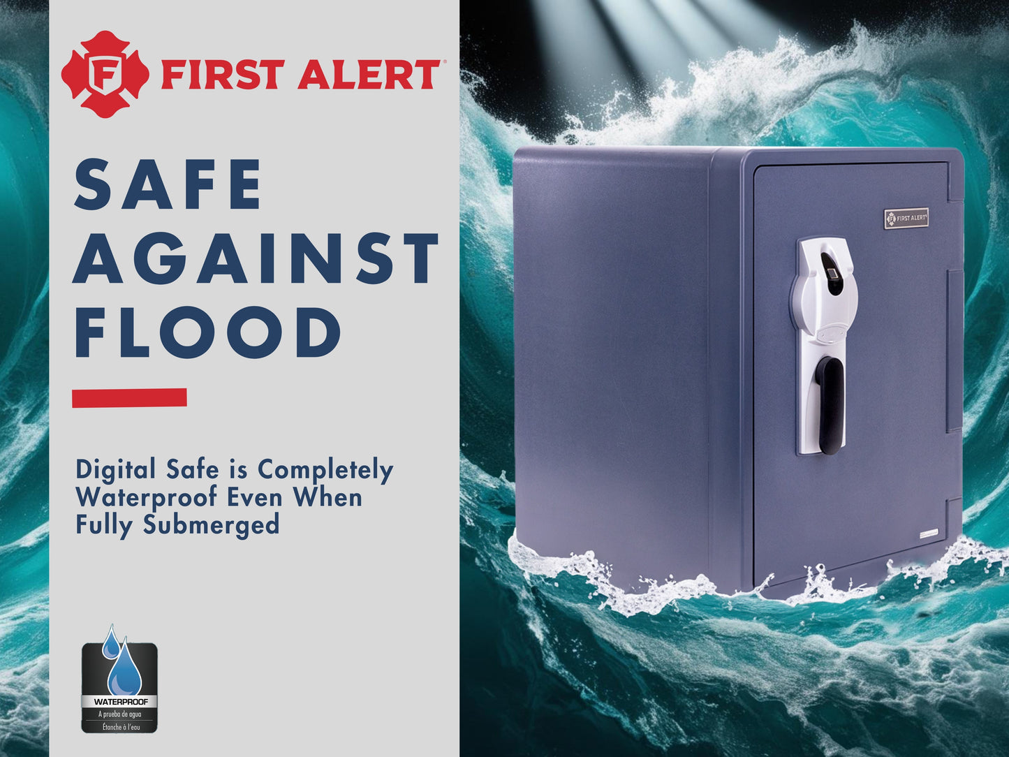 2096LBF 2.1 CU’ Waterproof 1 Hour Fire Safe W/ Biometric Fingerprint lock