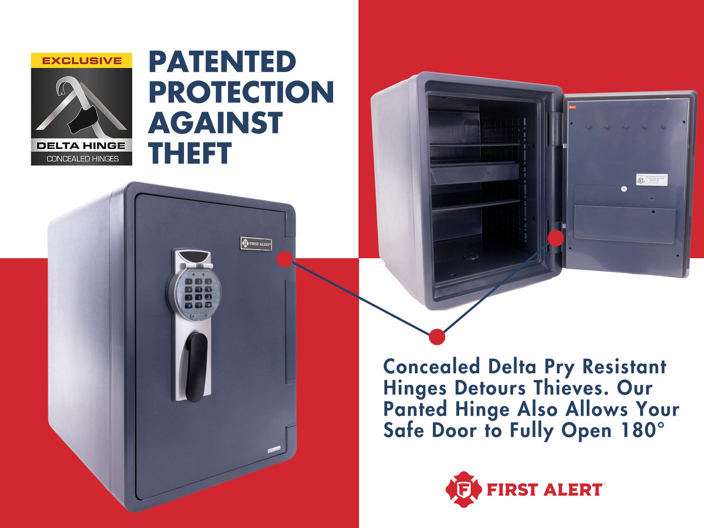 2096DF-BD 2.1 CU' UL Fire Rated 60 minutes at 1700°F/927°C; Waterproof; Digital lock; pry-resistant hinges; Bolt-down feature available