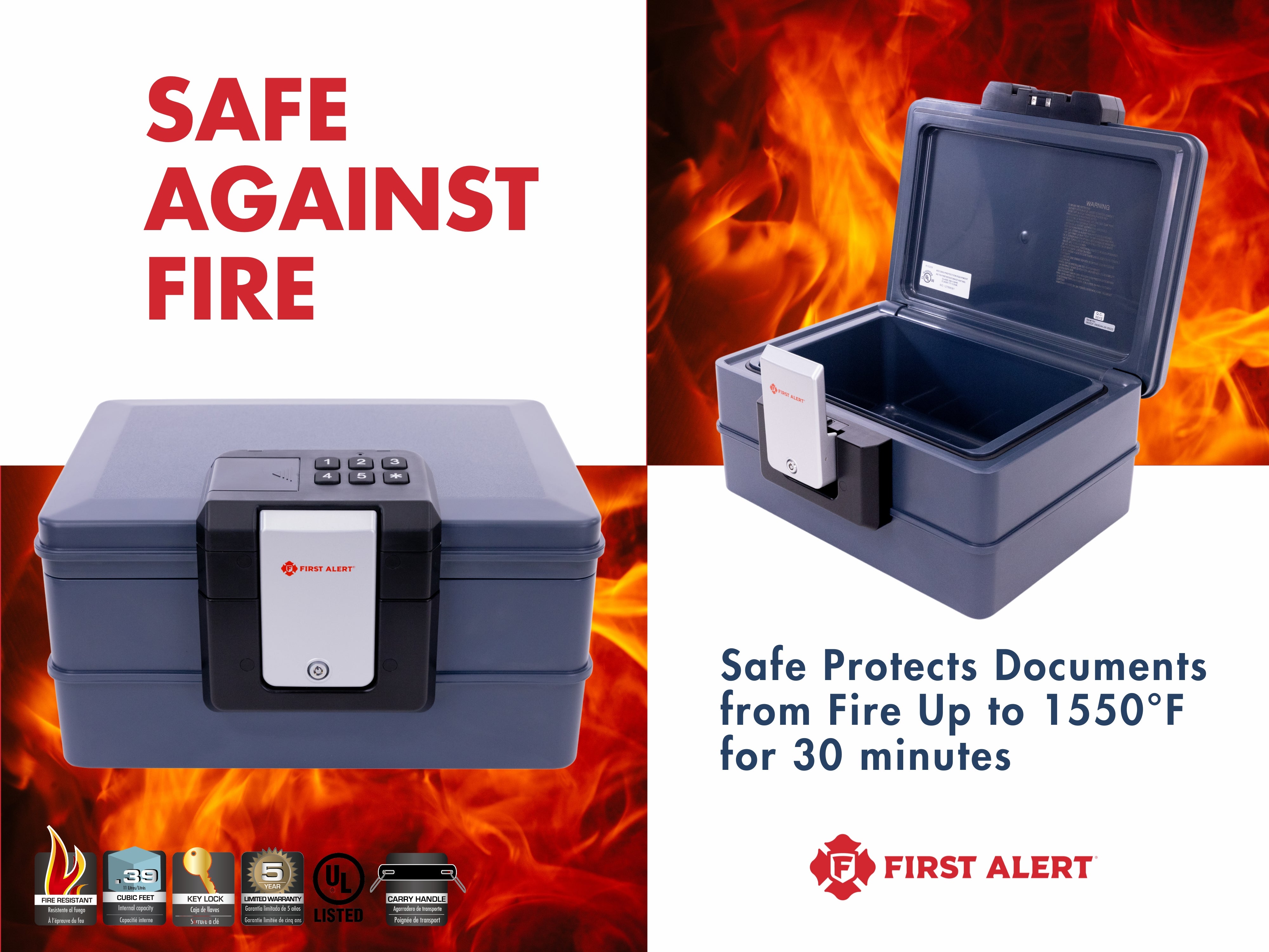 First Alert Fireproof and Waterproof Security Safe, .39 CU FT, 30
