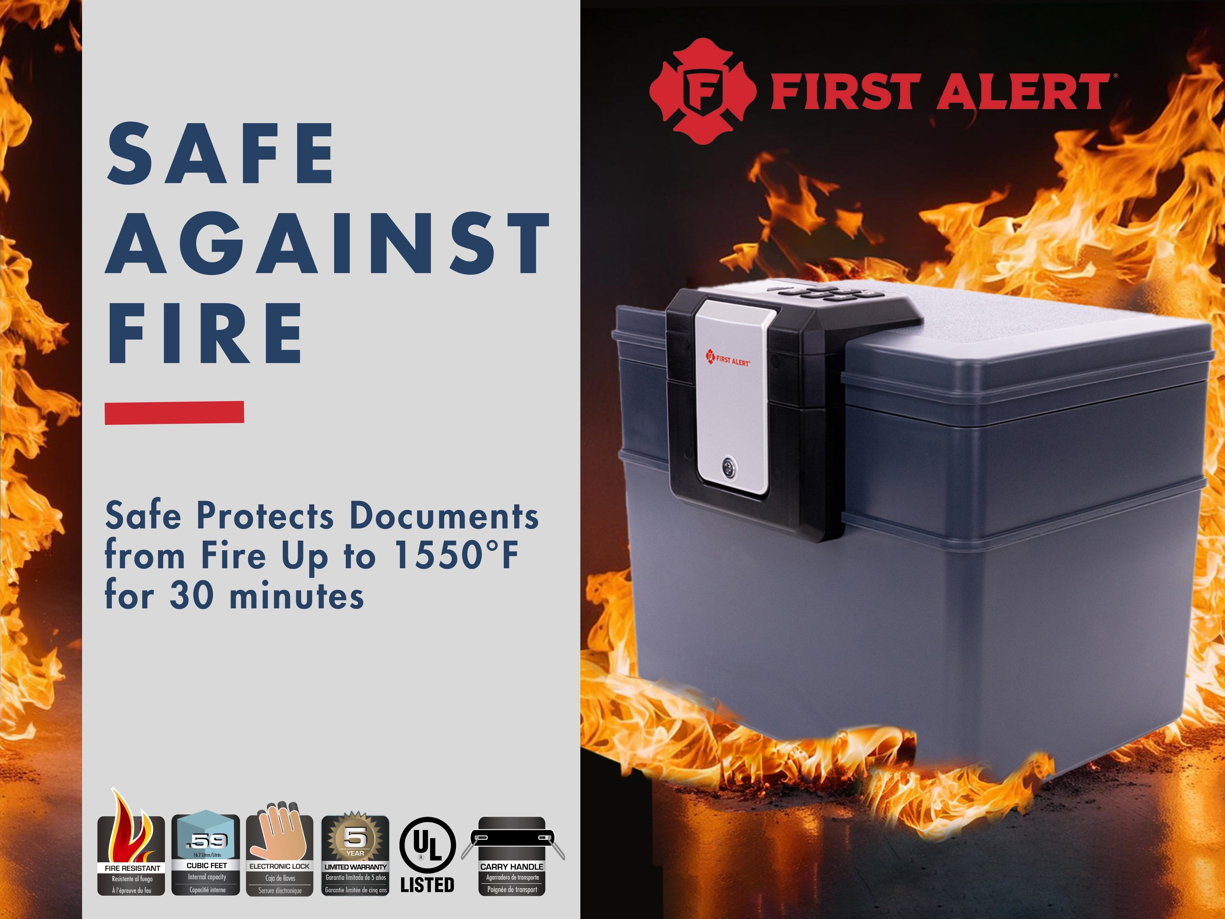 First Alert Fireproof and Waterproof Security Safe, .62 CU FT, 30