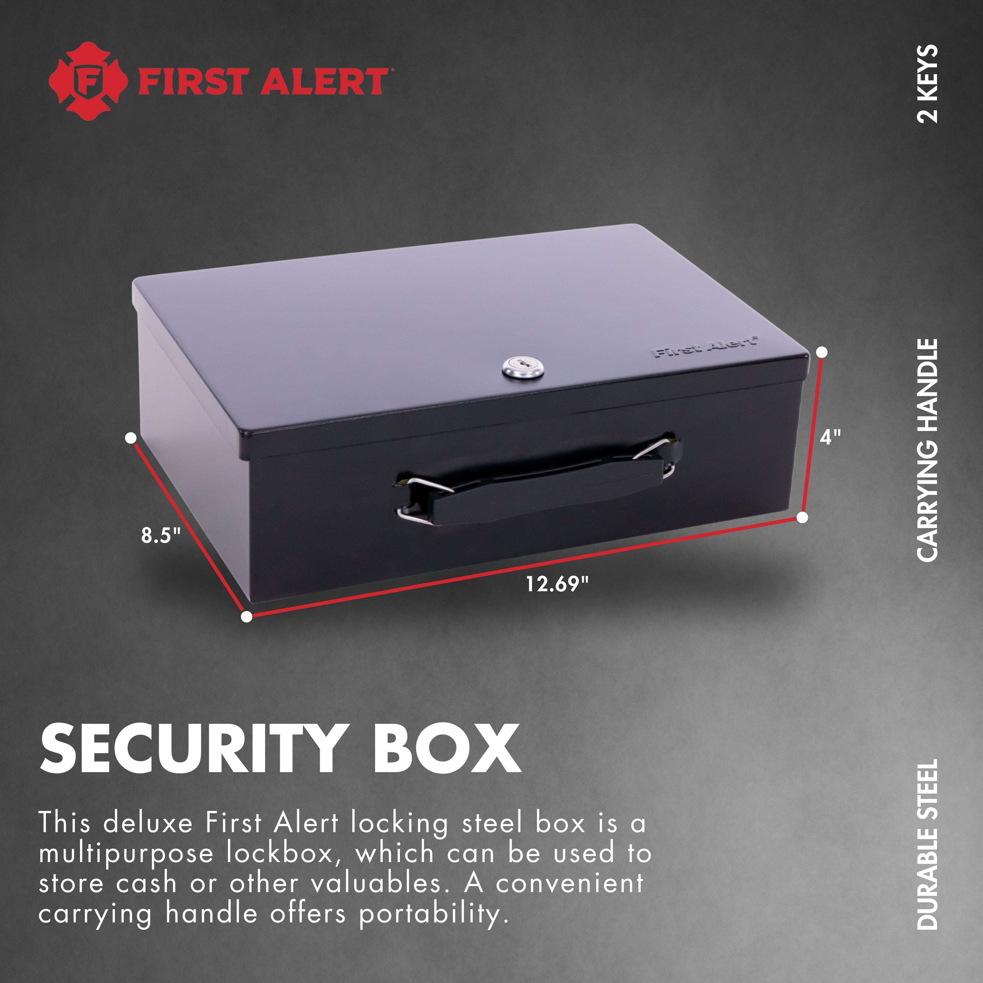 First Alert locking Fire Retardent Cash Security Box, made from