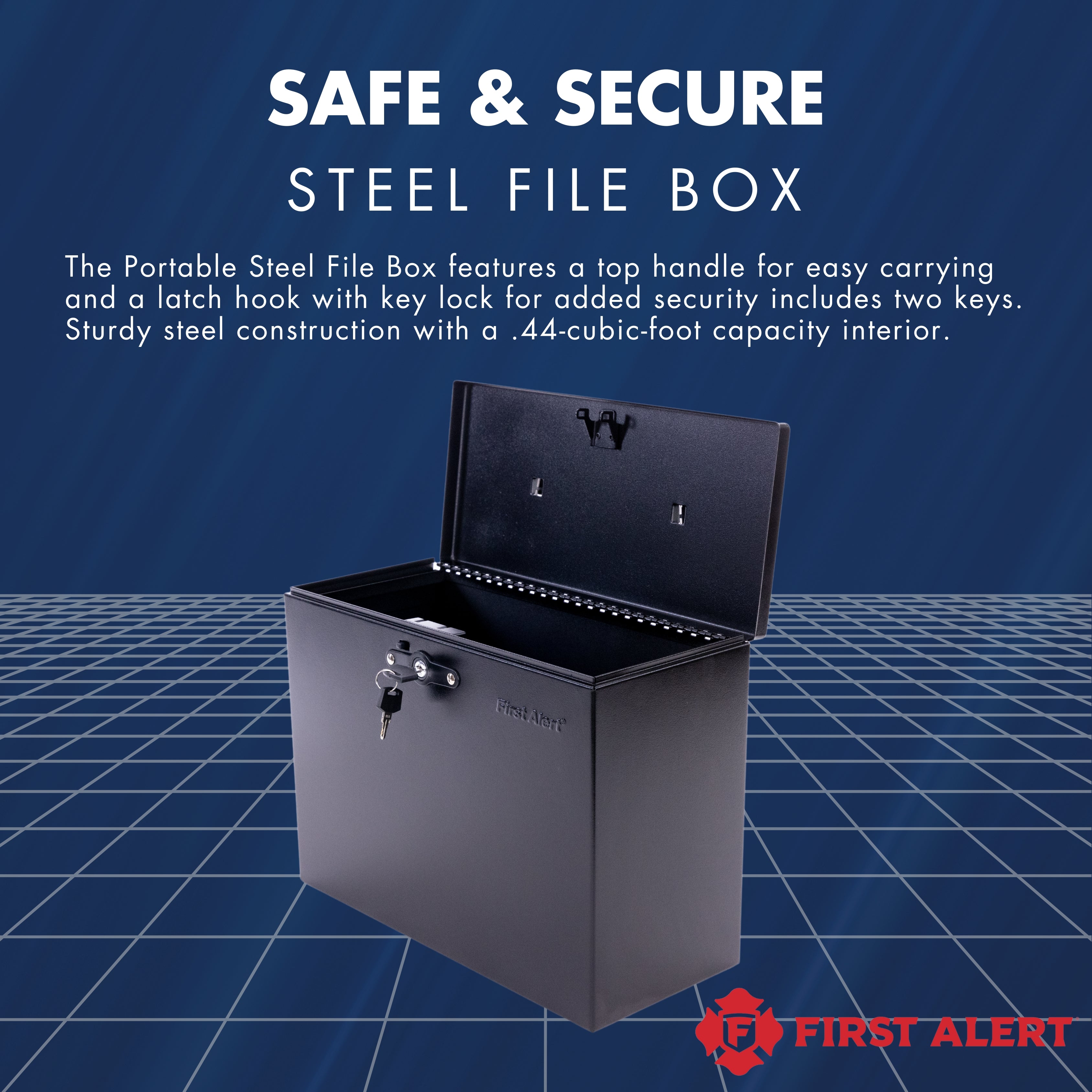 First Alert Letter Size Hanging File Locking Security Box. Made