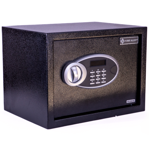 First Alert Steel Security Safe, .73 CU FT Features Digital Electronic Lock and  Emergency Access Overide Key, Anti-Pry Hinges, Interior Lighting, Removable Shelf & Bolt Down Feature.  Model 4005DFB