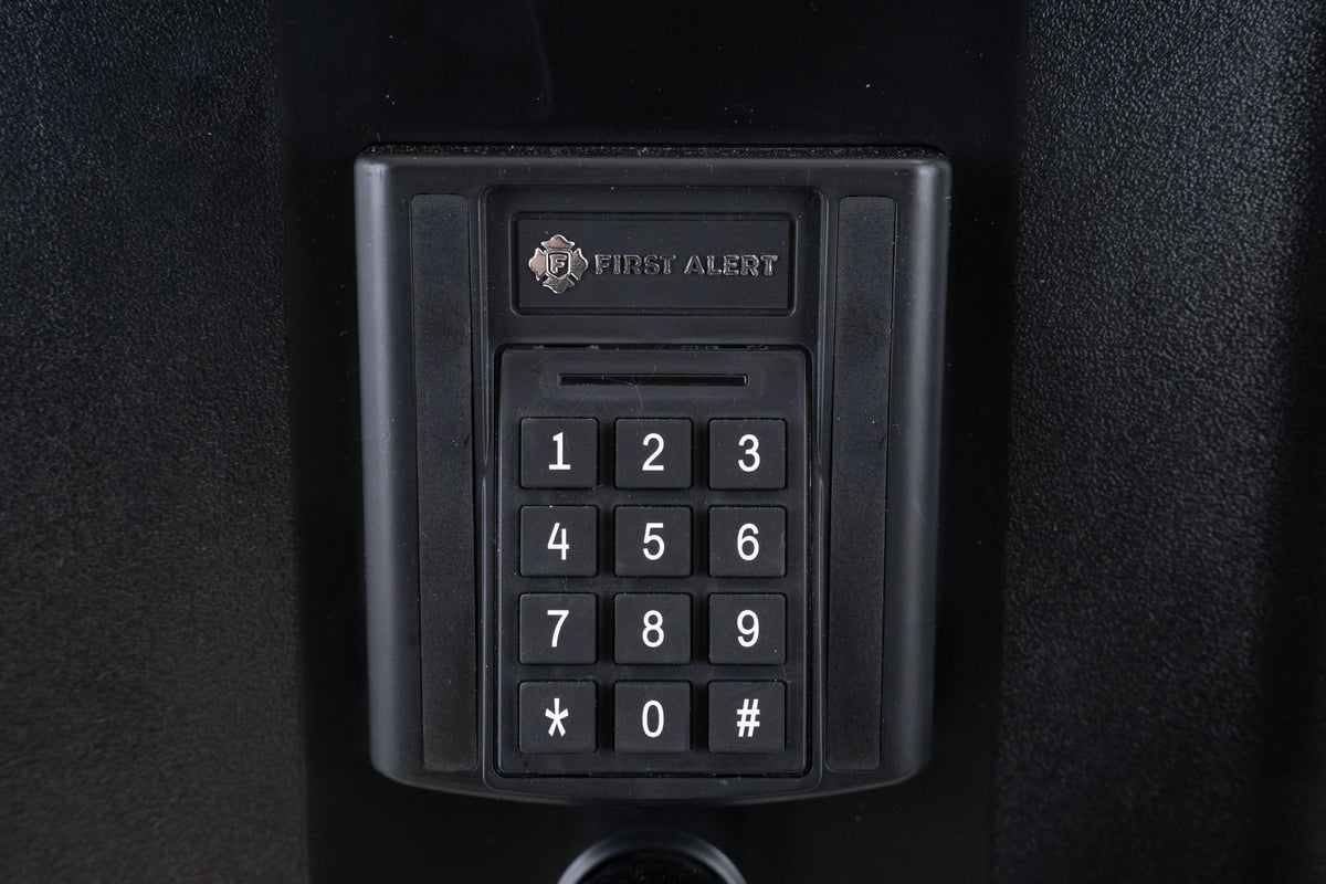 First Alert Fireproof and Waterproof Security Safe, .92 CU FT, 30 minute Fire Rating @ 1550, Fire Proof UL Rated Fire Safe.  Features Digital Electronic Lock w/ Emergency Access Override Key & Bolt Down Kit Model 2911DF-BD
