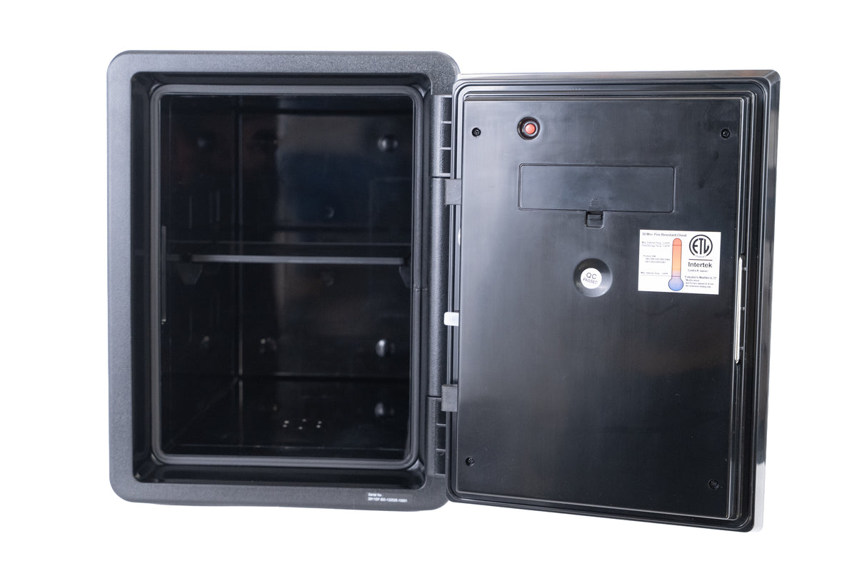 First Alert Fireproof and Waterproof Security Safe, .92 CU FT, 30 minute Fire Rating @ 1550, Fire Proof UL Rated Fire Safe.  Features Digital Electronic Lock w/ Emergency Access Override Key & Bolt Down Kit Model 2911DF-BD